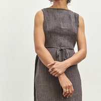 Black Crane Obi Dress, Grey Navy