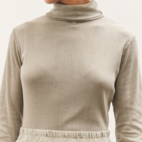 Black Crane Double Mesh Turtleneck, Limestone