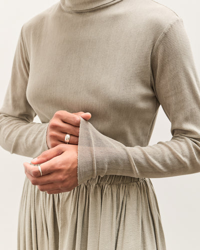 Black Crane Double Mesh Turtleneck, Limestone