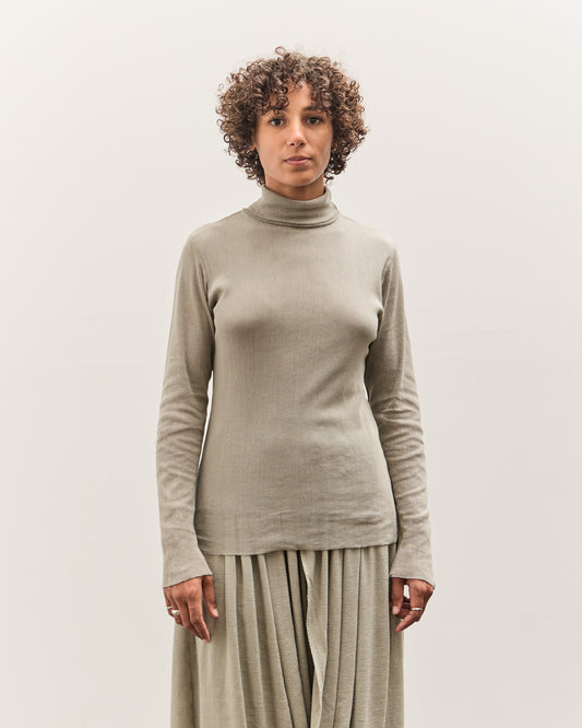 Black Crane Double Mesh Turtleneck, Limestone