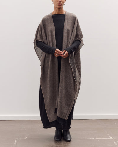 Light Wool Long Poncho, Grey