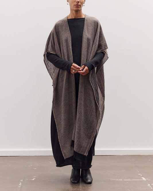 Light Wool Long Poncho, Grey