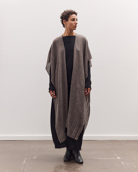 Light Wool Long Poncho, Grey