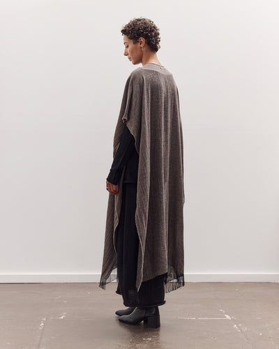 Light Wool Long Poncho, Grey