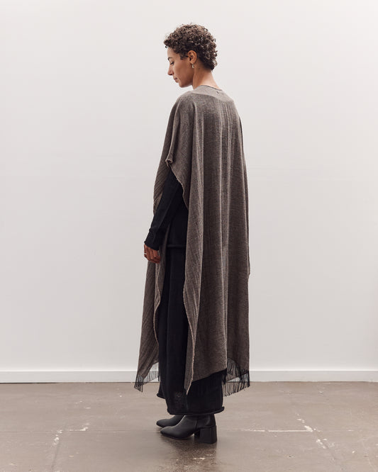 Light Wool Long Poncho, Grey