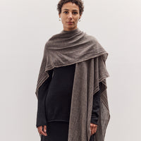 Light Wool Long Poncho, Grey