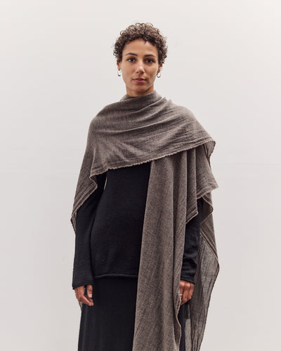 Light Wool Long Poncho, Grey