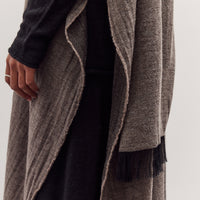 Light Wool Long Poncho, Grey