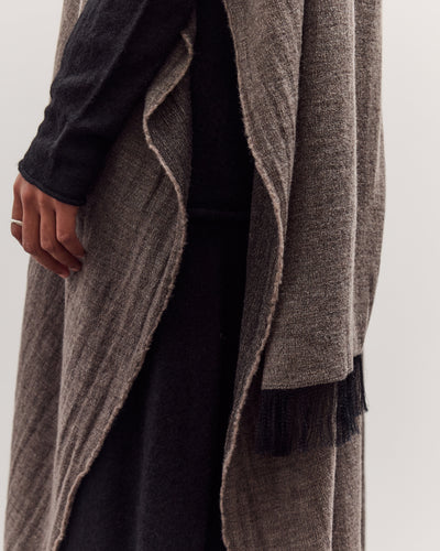 Light Wool Long Poncho, Grey