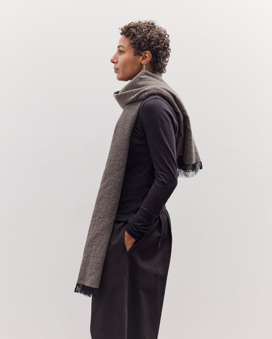 Light Wool Wide Scarf, Grey