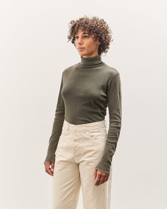 Black Crane Double Mesh Turtleneck, Slate