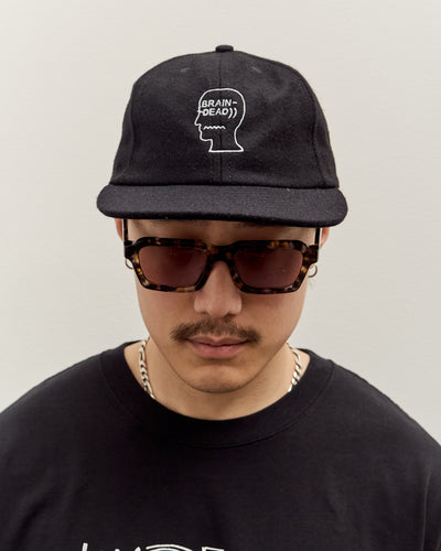 Brain Dead Flannel Classic Logohead 6 Panel Hat, Black