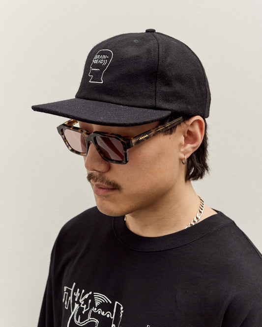 Brain Dead Flannel Classic Logohead 6 Panel Hat, Black