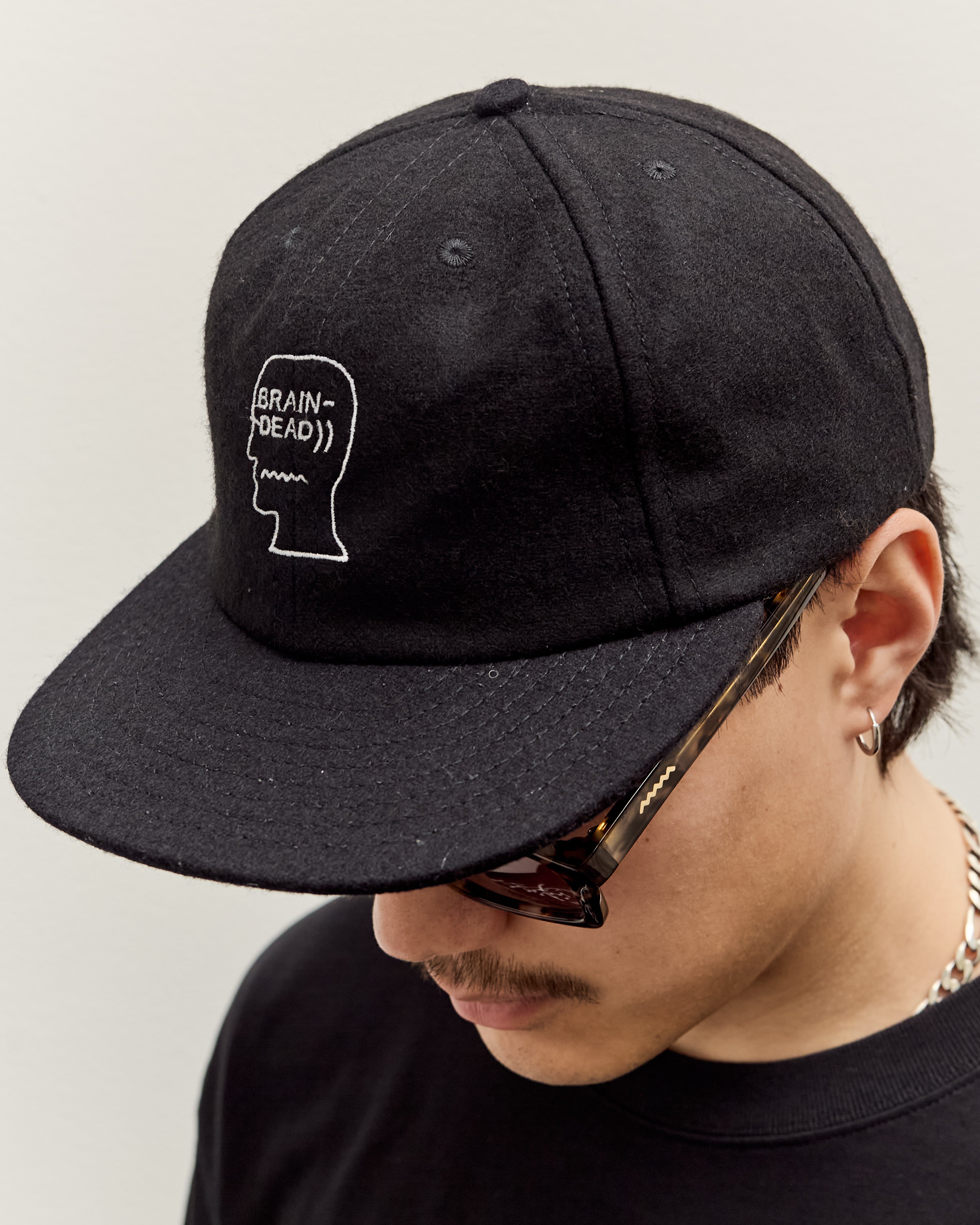 Brain Dead Flannel Classic Logohead 6 Panel Hat, Black – Glasswing
