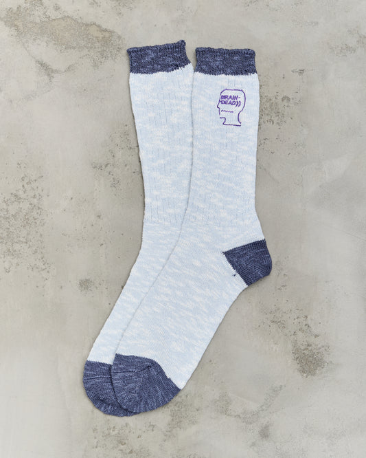 Brain Dead Marled Logohead Socks, Blue