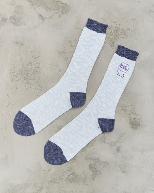 Brain Dead Marled Logohead Socks, Blue