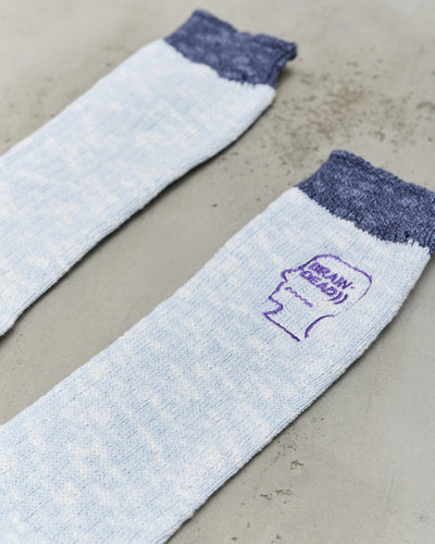 Brain Dead Marled Logohead Socks, Blue