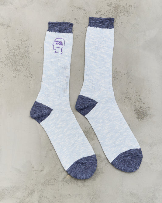 Brain Dead Marled Logohead Socks, Blue