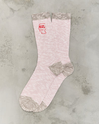 Brain Dead Marled Logohead Socks, Pink