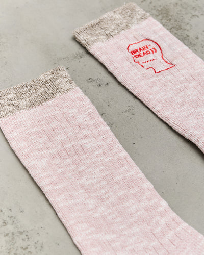 Brain Dead Marled Logohead Socks, Pink