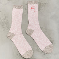 Brain Dead Marled Logohead Socks, Pink