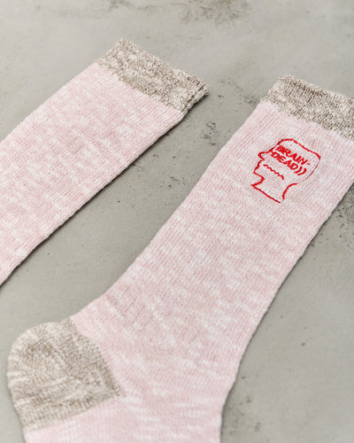 Brain Dead Marled Logohead Socks, Pink