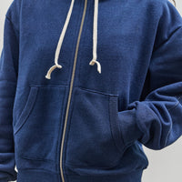 Brain Dead Padded Elbow Zip-Up Hoodie, Indigo