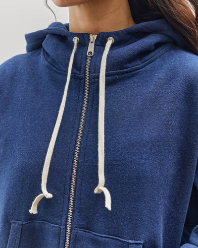 Brain Dead Padded Elbow Zip-Up Hoodie, Indigo