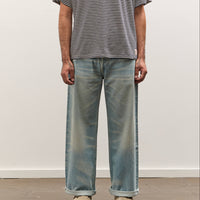 Brain Dead Type 00: 15 oz Denim, Light Washed Indigo