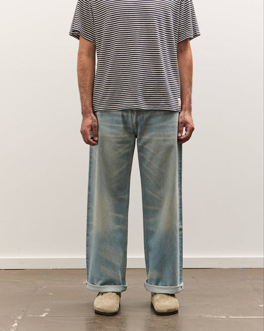 Brain Dead Type 00: 15 oz Denim, Light Washed Indigo