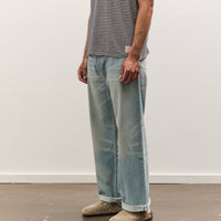 Brain Dead Type 00: 15 oz Denim, Light Washed Indigo