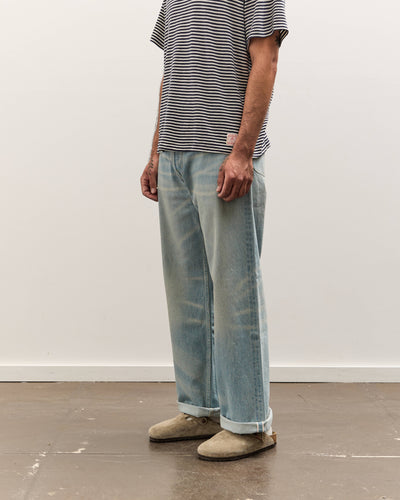 Brain Dead Type 00: 15 oz Denim, Light Washed Indigo