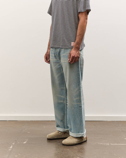 Brain Dead Type 00: 15 oz Denim, Light Washed Indigo