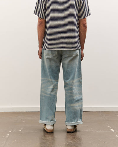 Brain Dead Type 00: 15 oz Denim, Light Washed Indigo
