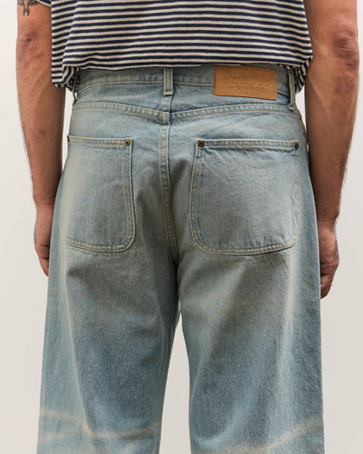 Brain Dead Type 00: 15 oz Denim, Light Washed Indigo