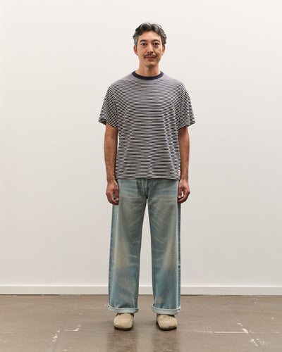 Brain Dead Type 00: 15 oz Denim, Light Washed Indigo