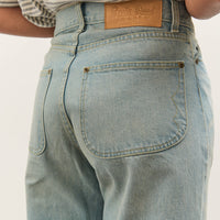 Brain Dead Type 00: 15 oz Denim, Light Washed Indigo