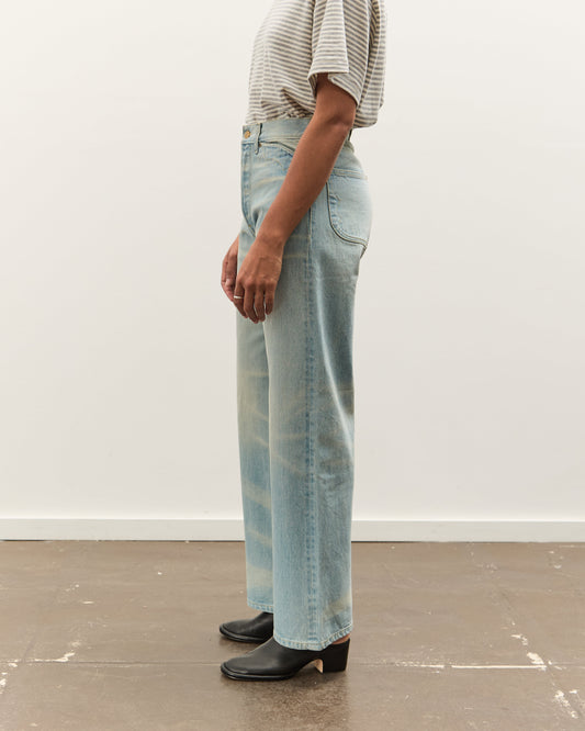 Brain Dead Type 00: 15 oz Denim, Light Washed Indigo