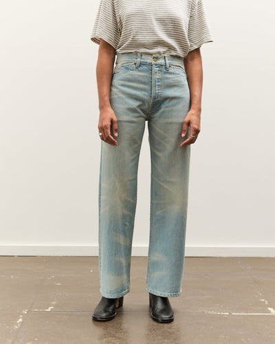 Brain Dead Type 00: 15 oz Denim, Light Washed Indigo