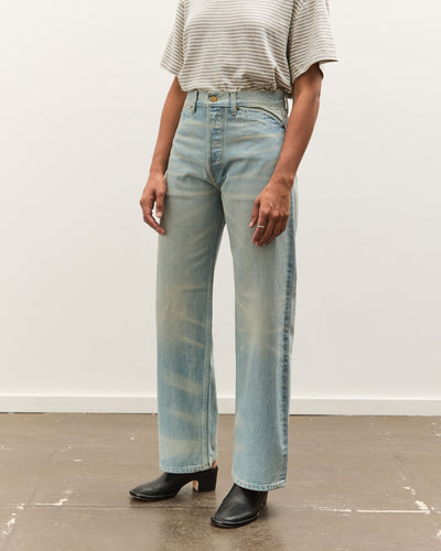 Brain Dead Type 00: 15 oz Denim, Light Washed Indigo