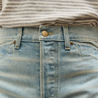 Brain Dead Type 00: 15 oz Denim, Light Washed Indigo