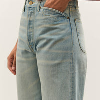 Brain Dead Type 00: 15 oz Denim, Light Washed Indigo
