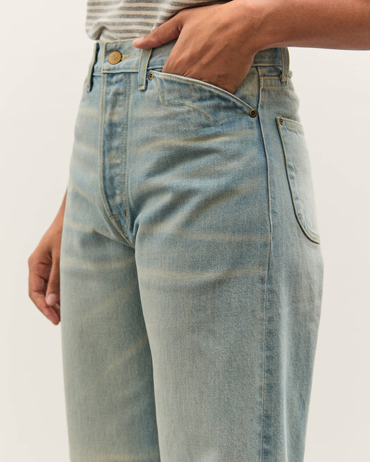 Brain Dead Type 00: 15 oz Denim, Light Washed Indigo