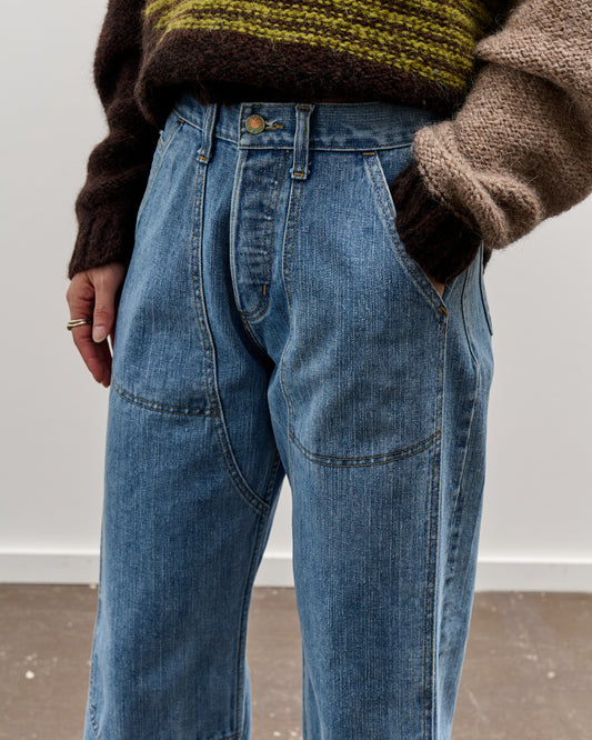 Brain Dead Type 02: 14.1oz Selvedge Denim, Washed Indigo