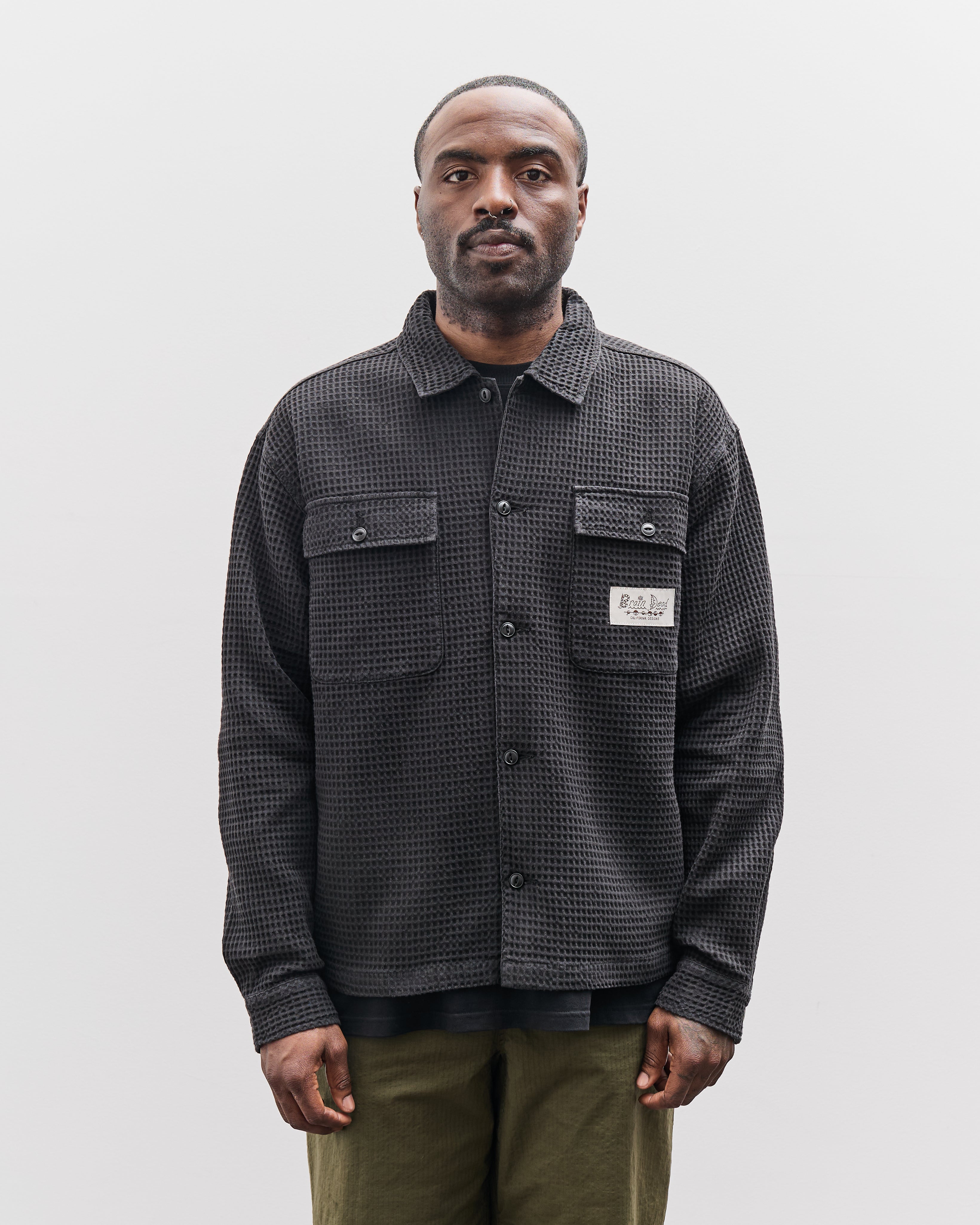 BRAINDEAD　WAFFLE SNAP FRONT SHIRT SIZE L Brain Dead - WAFFLE SNAP FRONT SHIRT | HBX - Globally