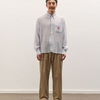 Brain Dead x Brooks Brothers Half Placket Oxford Button Up Shirt, Ice
