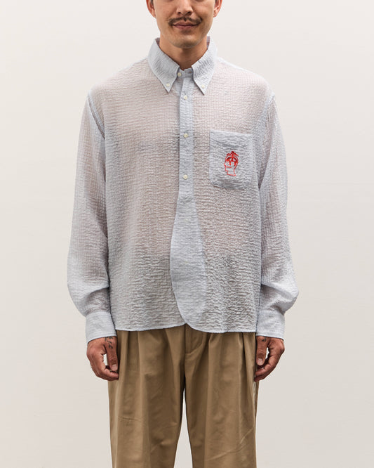 Brain Dead x Brooks Brothers Half Placket Oxford Button Up Shirt, Ice
