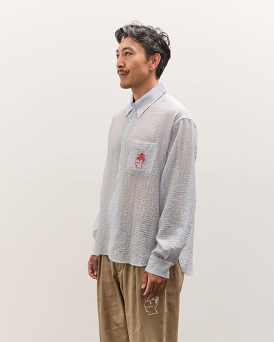 Brain Dead x Brooks Brothers Half Placket Oxford Button Up Shirt, Ice