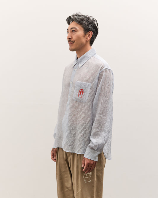 Brain Dead x Brooks Brothers Half Placket Oxford Button Up Shirt, Ice