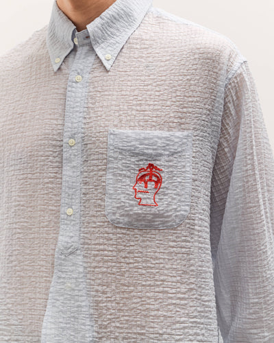 Brain Dead x Brooks Brothers Half Placket Oxford Button Up Shirt, Ice